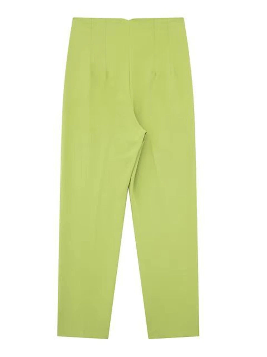 Women's Dress Pants Polyester Solid Color claret Orange red Fashion High Waist Full Length Office Street Fall Winter