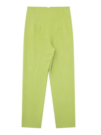 Women's Dress Pants Polyester Solid Color claret Orange red Fashion High Waist Full Length Office Street Fall Winter