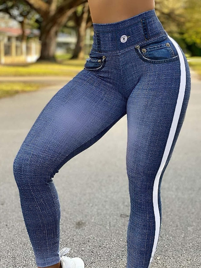 Women's Jeans Normal Denim Solid Color Light Blue Black Fashion High Waist Ankle-Length Casual Weekend