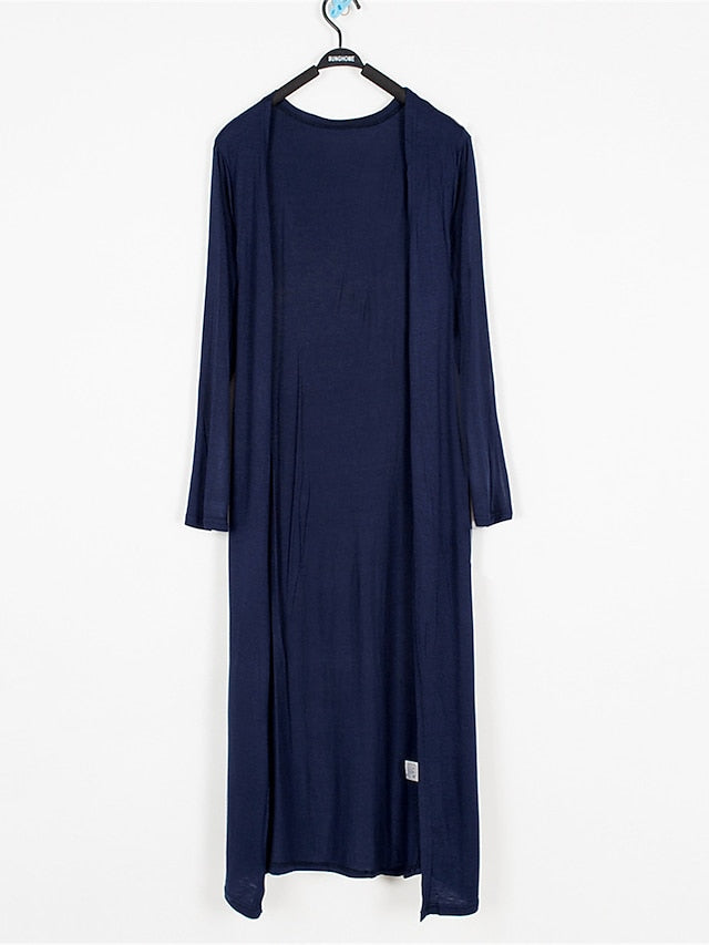 Women's Cardigan Sweater Open Front Ribbed Knit Modal Oversized Summer Fall Long Daily Going out Weekend Stylish Casual Soft Long Sleeve Solid Color Black White Yellow One-Size