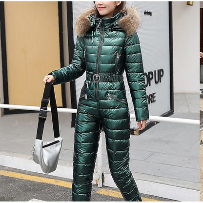 Women's Jumpsuit Ski Suit Outdoor Winter Thermal Warm Windproof Detachable Hood Windbreaker Snow Suit for Skiing Camping / Hiking Snowboarding Ski