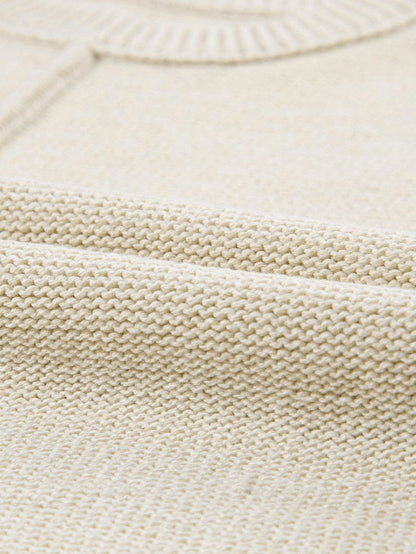 Oatmeal Cap Sleeve Knit Sweater with Raw Hem