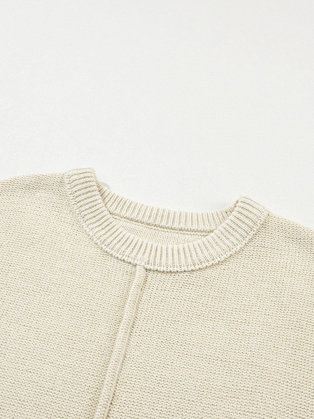 Oatmeal Cap Sleeve Knit Sweater with Raw Hem