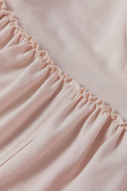 Oatmeal Crew Neck Shift Mini Dress with High Waist Detail