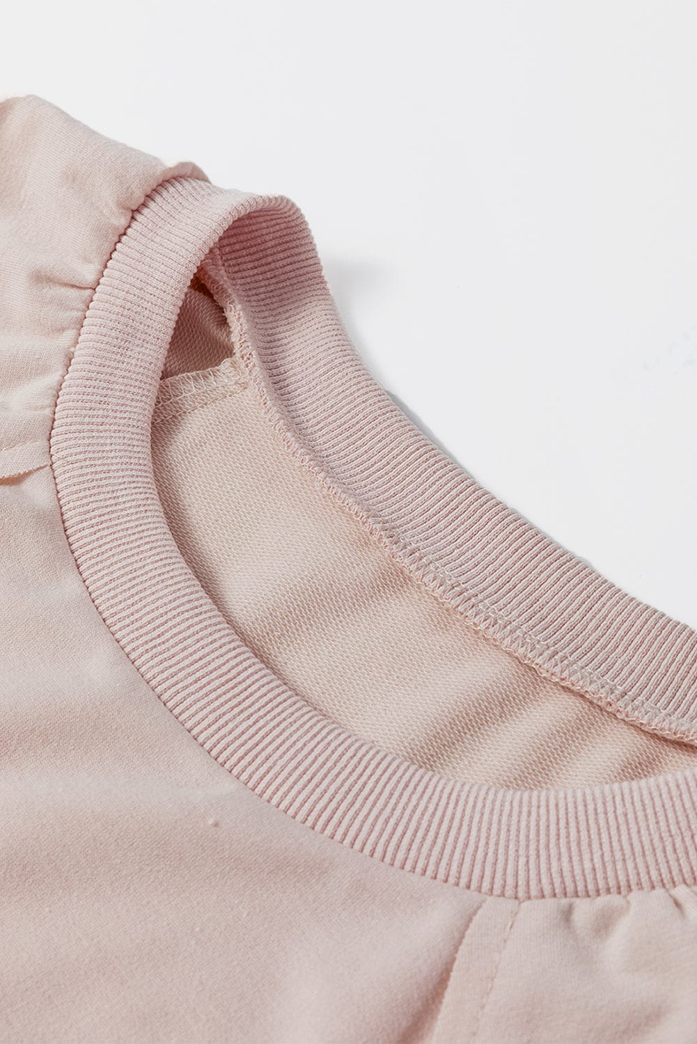 Oatmeal Crew Neck Shift Mini Dress with High Waist Detail