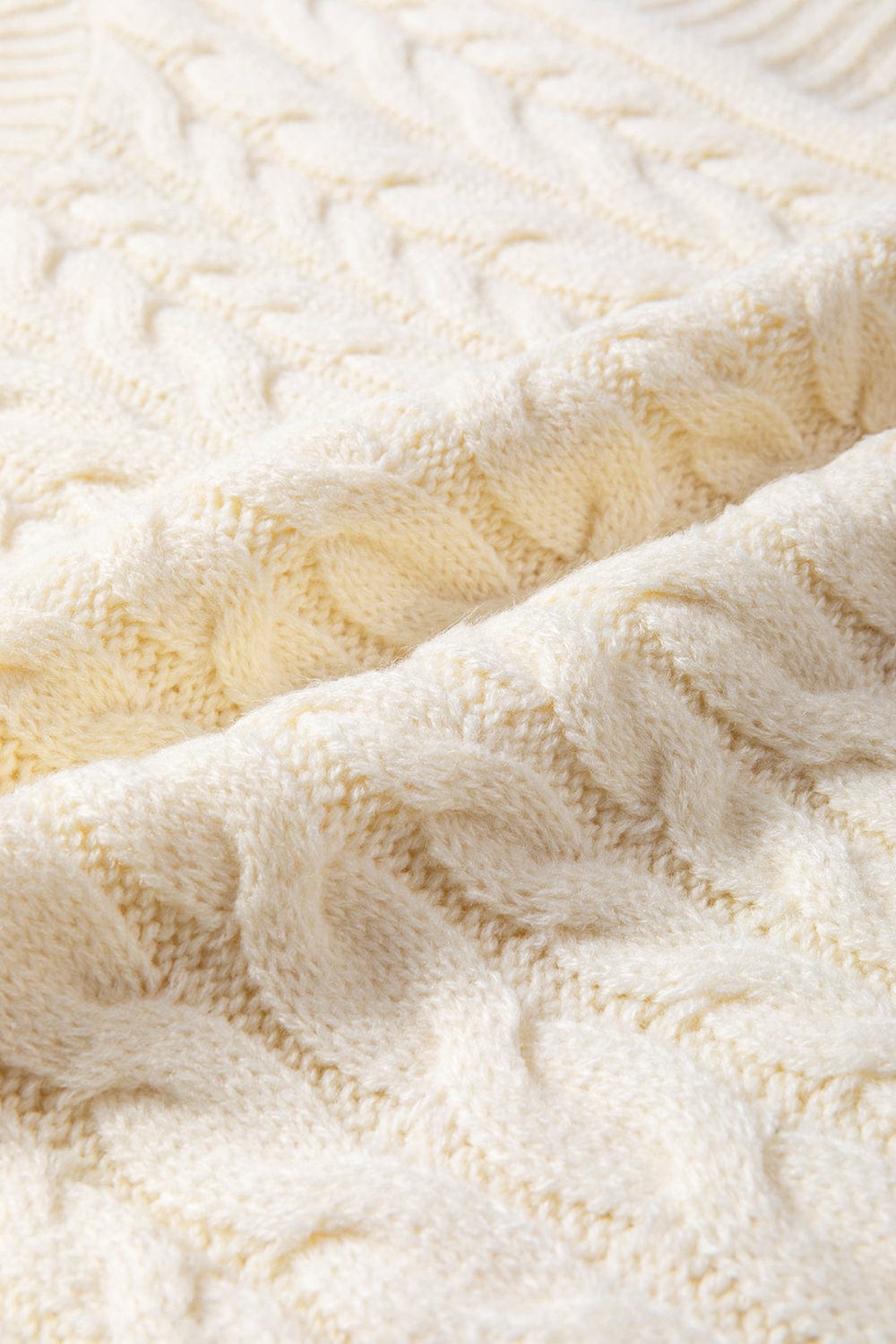 Oatmeal High Neck Cable Knit Sleeveless Sweater Vest