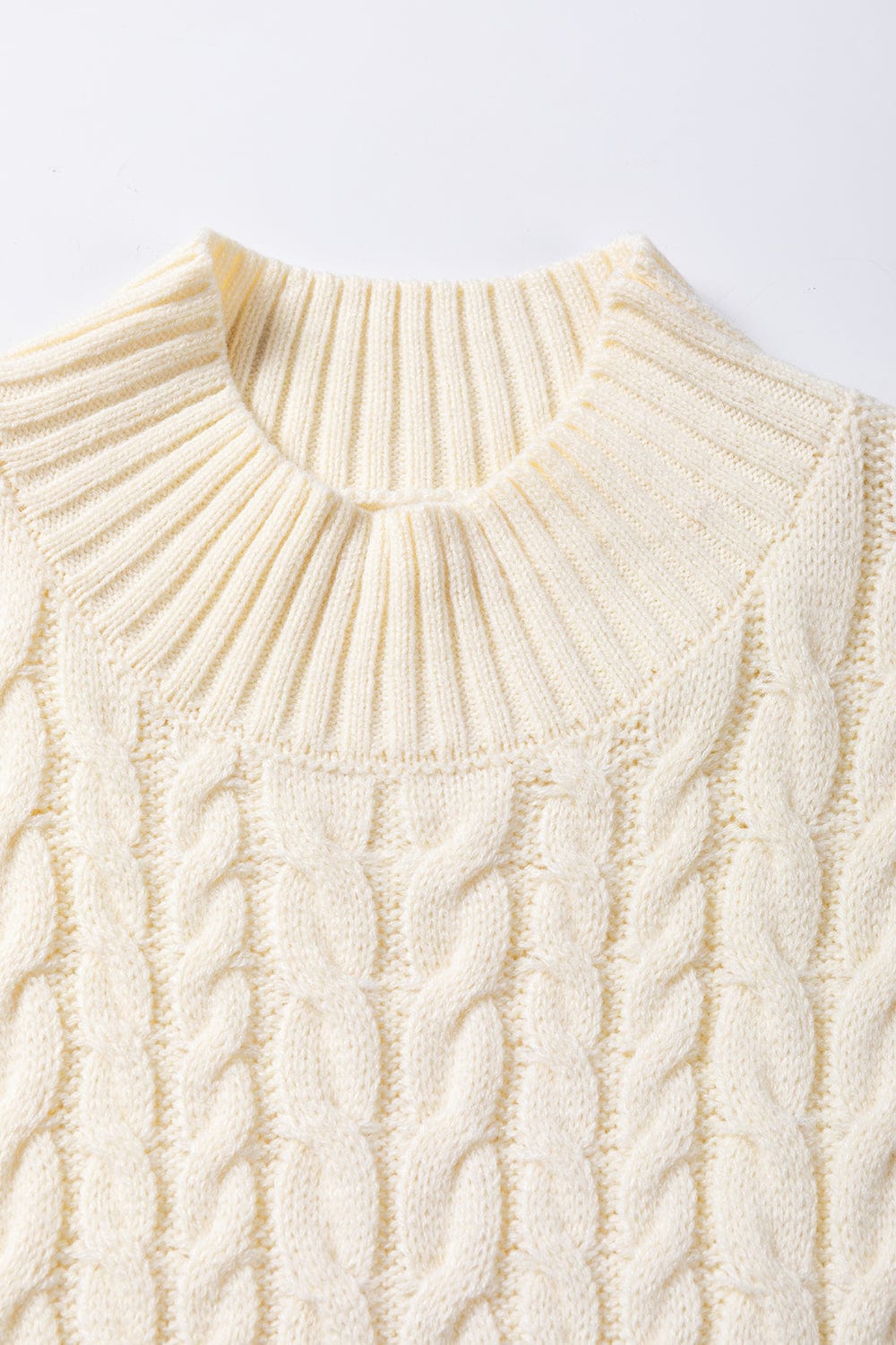 Oatmeal High Neck Cable Knit Sleeveless Sweater Vest