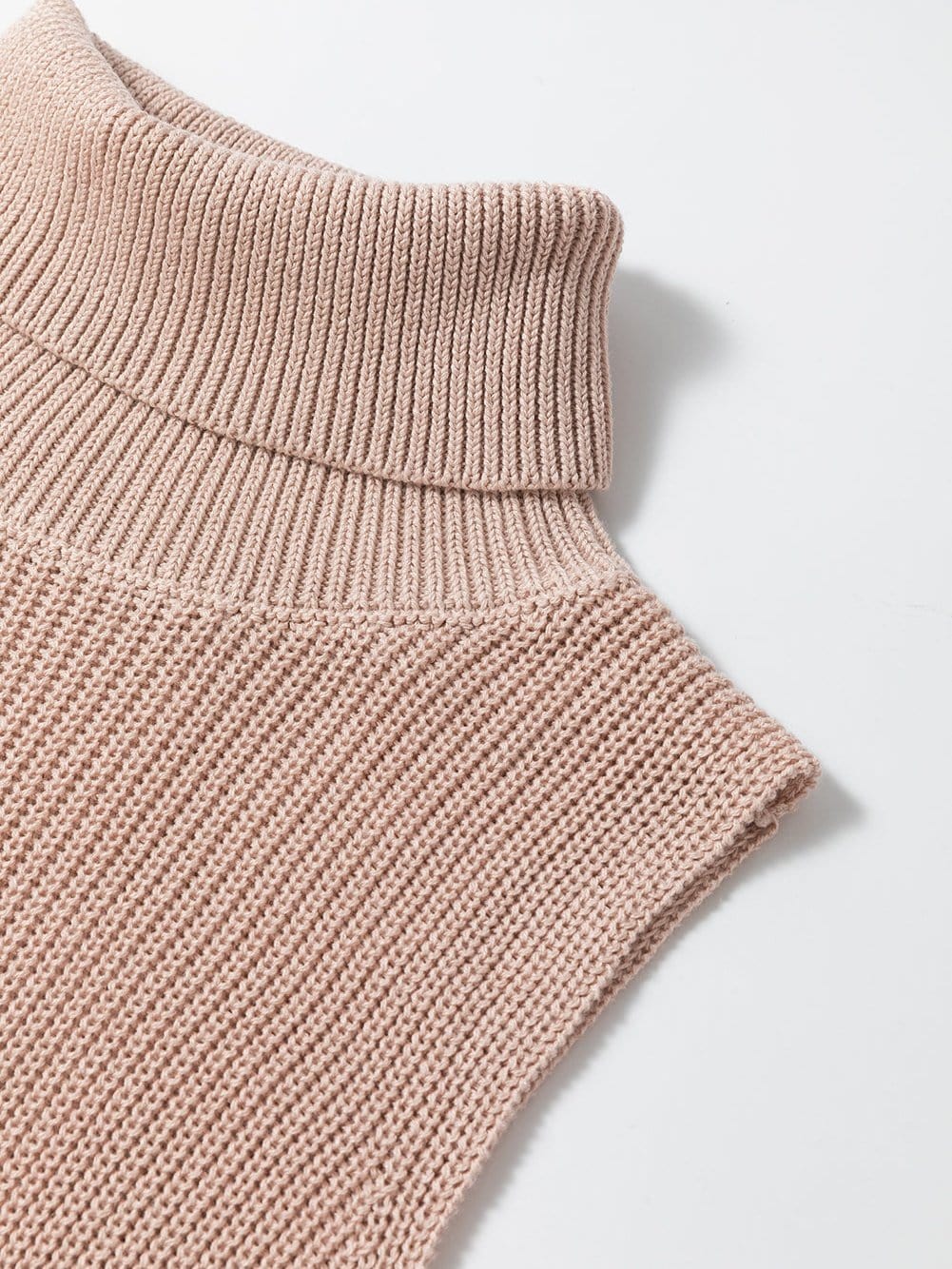 Oatmeal High Neck Sleeveless Knit Sweater Vest
