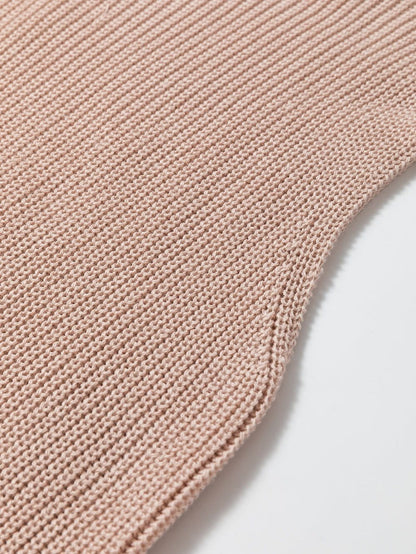 Oatmeal High Neck Sleeveless Knit Sweater Vest