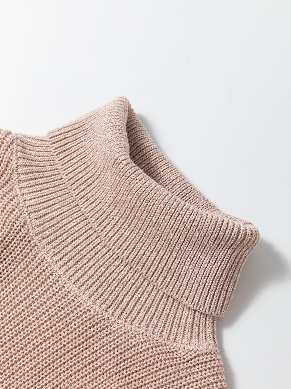 Oatmeal High Neck Sleeveless Knit Sweater Vest