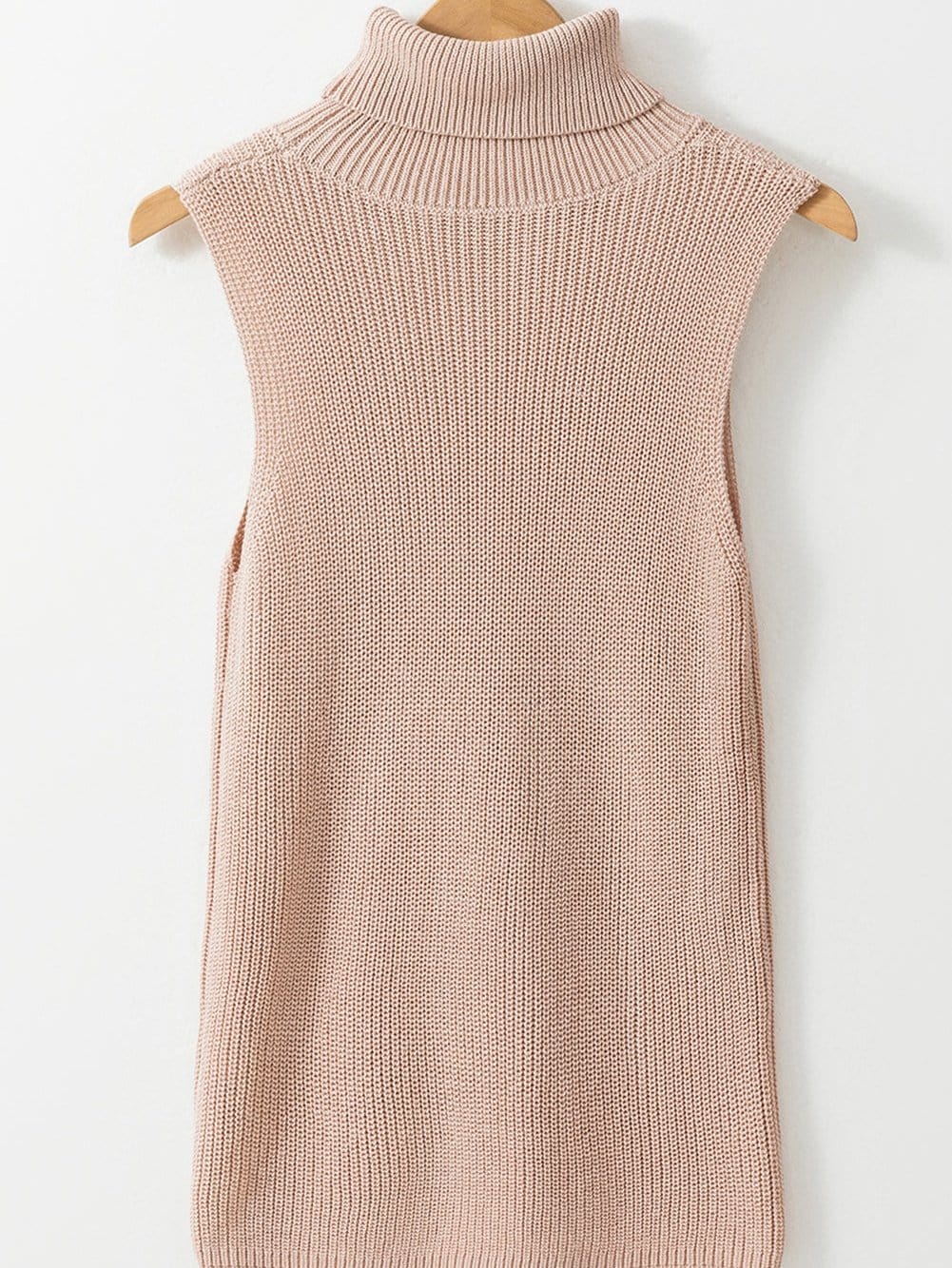 Oatmeal High Neck Sleeveless Knit Sweater Vest