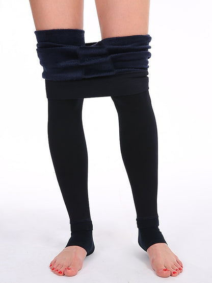 Fleece Lined Leggings for Women Thermal Warm High Waist Tummy Control One-Piece Seamless Leggings Stirrup Cotton Sports Activewear - LuckyFash™