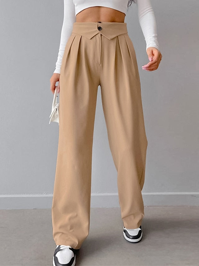 Women's Dress Pants Spandex Plain Grey Black Elegant High Waist Full Length Office / Career Street Fall Winter