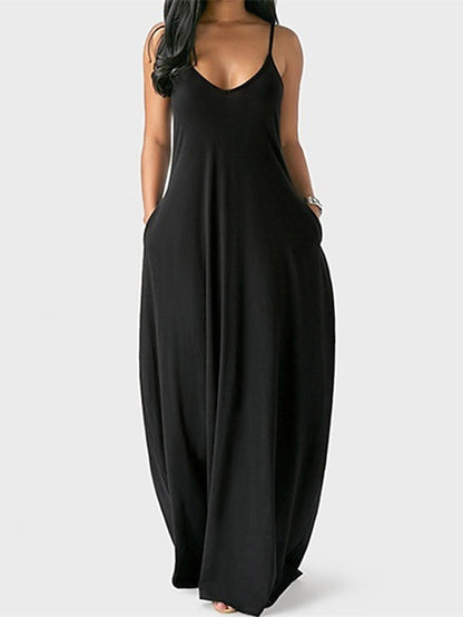 Women's Dress - Pajamas Nightgown Nighty Pjs Pure Color Comfort Home Daily Polyester Straps Sleeveless Backless Pocket Spring Summer Green Purple / V Wire