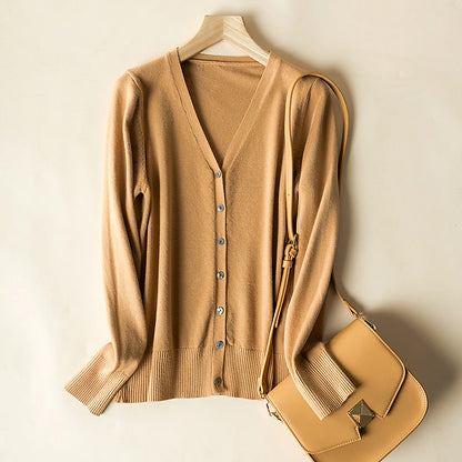 Women's Cardigan Sweater V Neck Ribbed Knit Polyester Button Fall Winter Short Daily Going out Weekend Stylish Casual Soft Long Sleeve Solid Color Haze blue Black White S M L