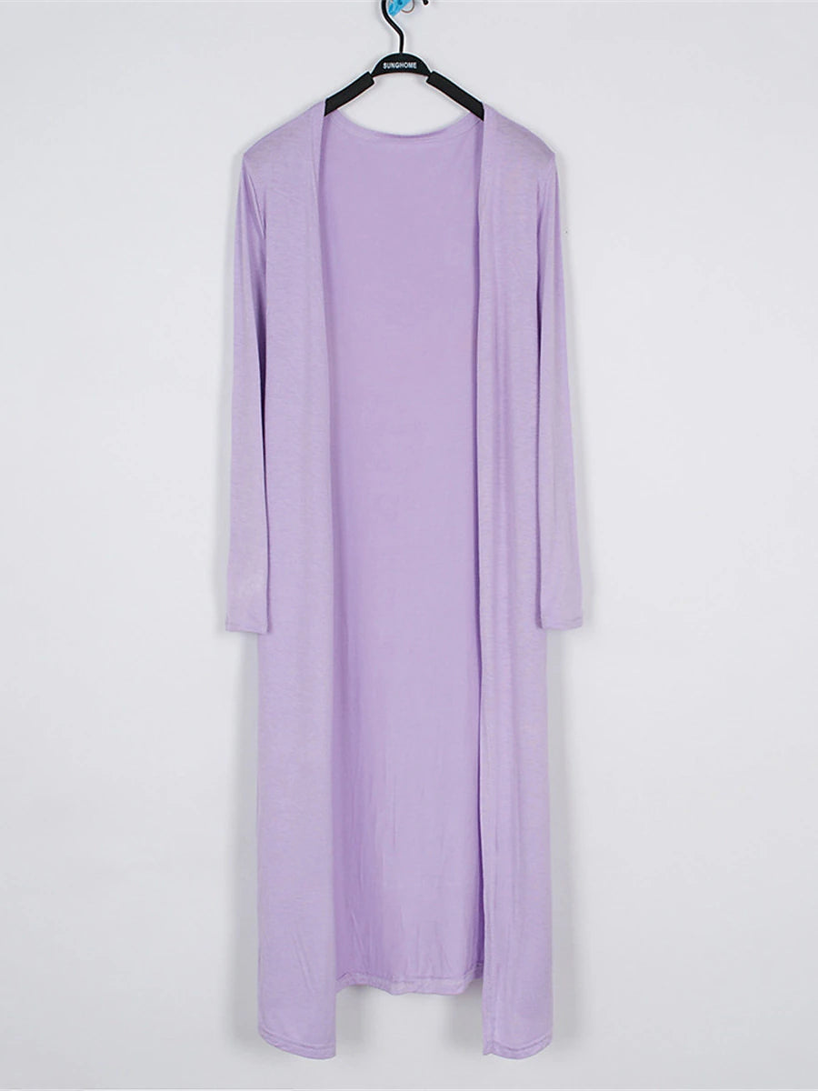 Women's Cardigan Sweater Open Front Ribbed Knit Modal Oversized Summer Fall Long Daily Going out Weekend Stylish Casual Soft Long Sleeve Solid Color Black White Yellow One-Size