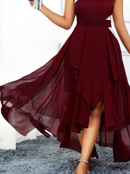Midi Dresses - One-shoulder Asymmetrical Hem Slim Dress - MsDressly