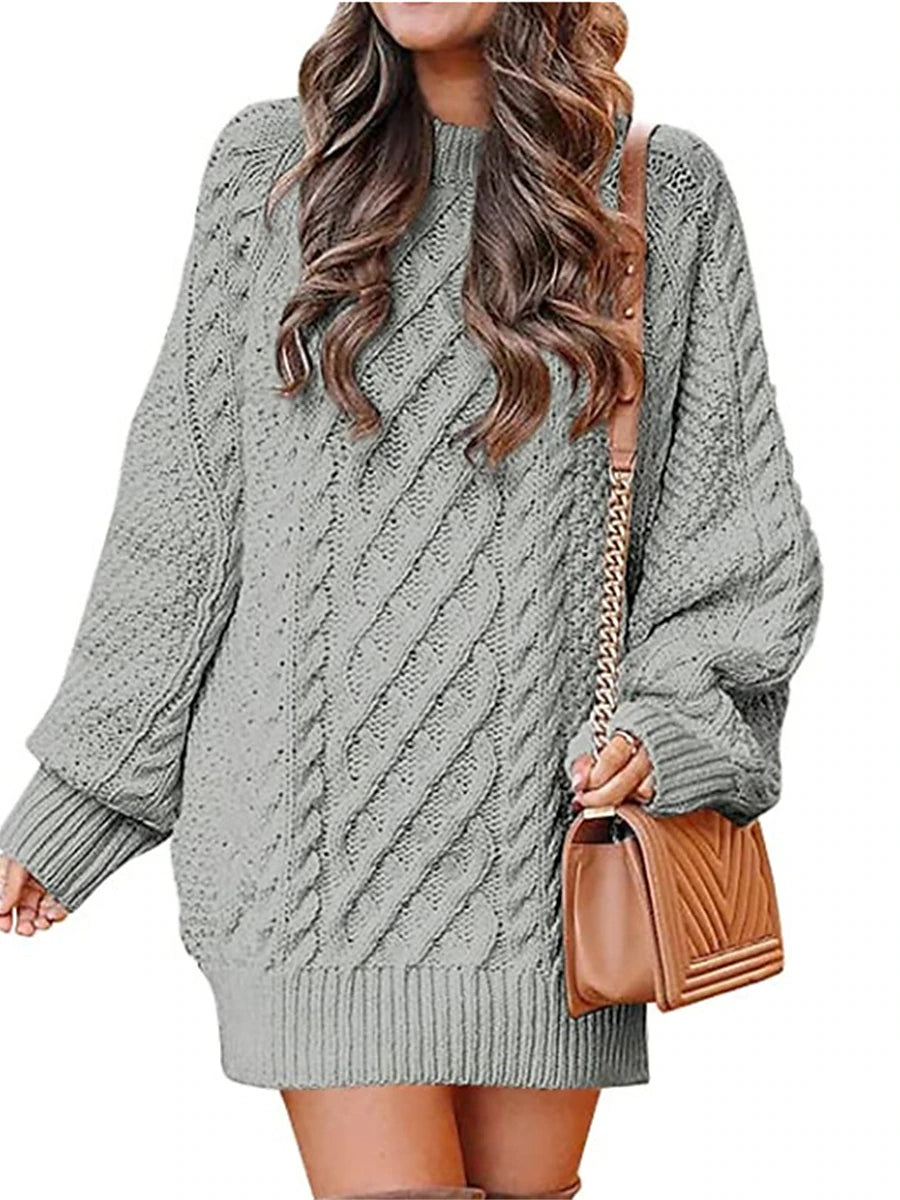Women's Pullover Sweater Jumper Crew Neck Cable Knit Acrylic Oversized Fall Winter Regular Outdoor Daily Going out Stylish Casual Soft Long Sleeve Solid Color Black White Pink S M L