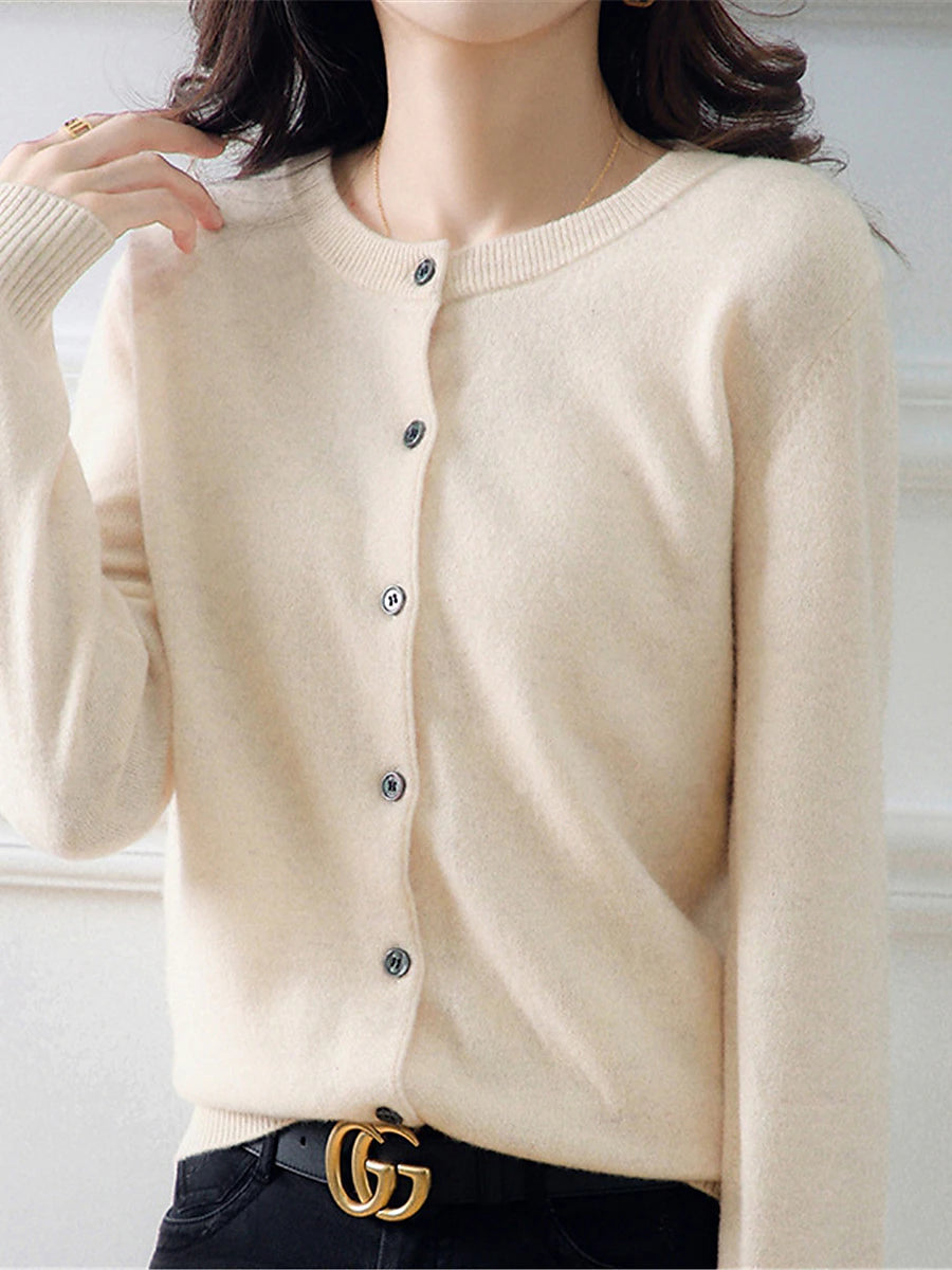 Women's Cardigan Sweater Jumper Ribbed Knit Button Solid Color Crew Neck Stylish Casual Outdoor Daily Autumn Winter Wine Red Big red S M L