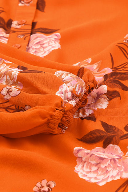 Orange Blooms Drawstring Mini Dress