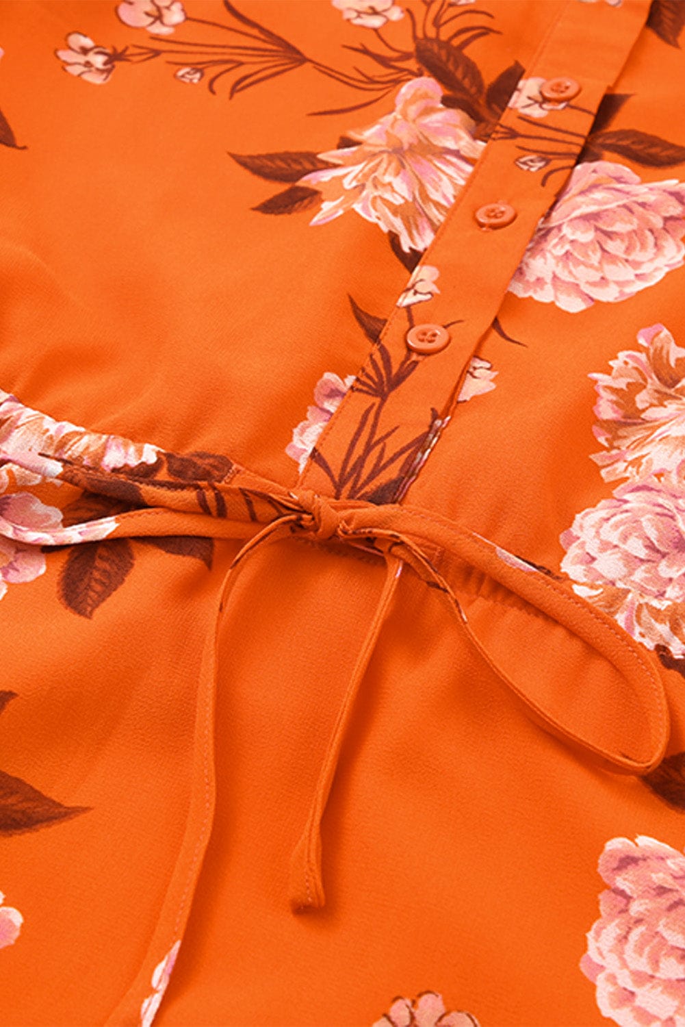 Orange Blooms Drawstring Mini Dress