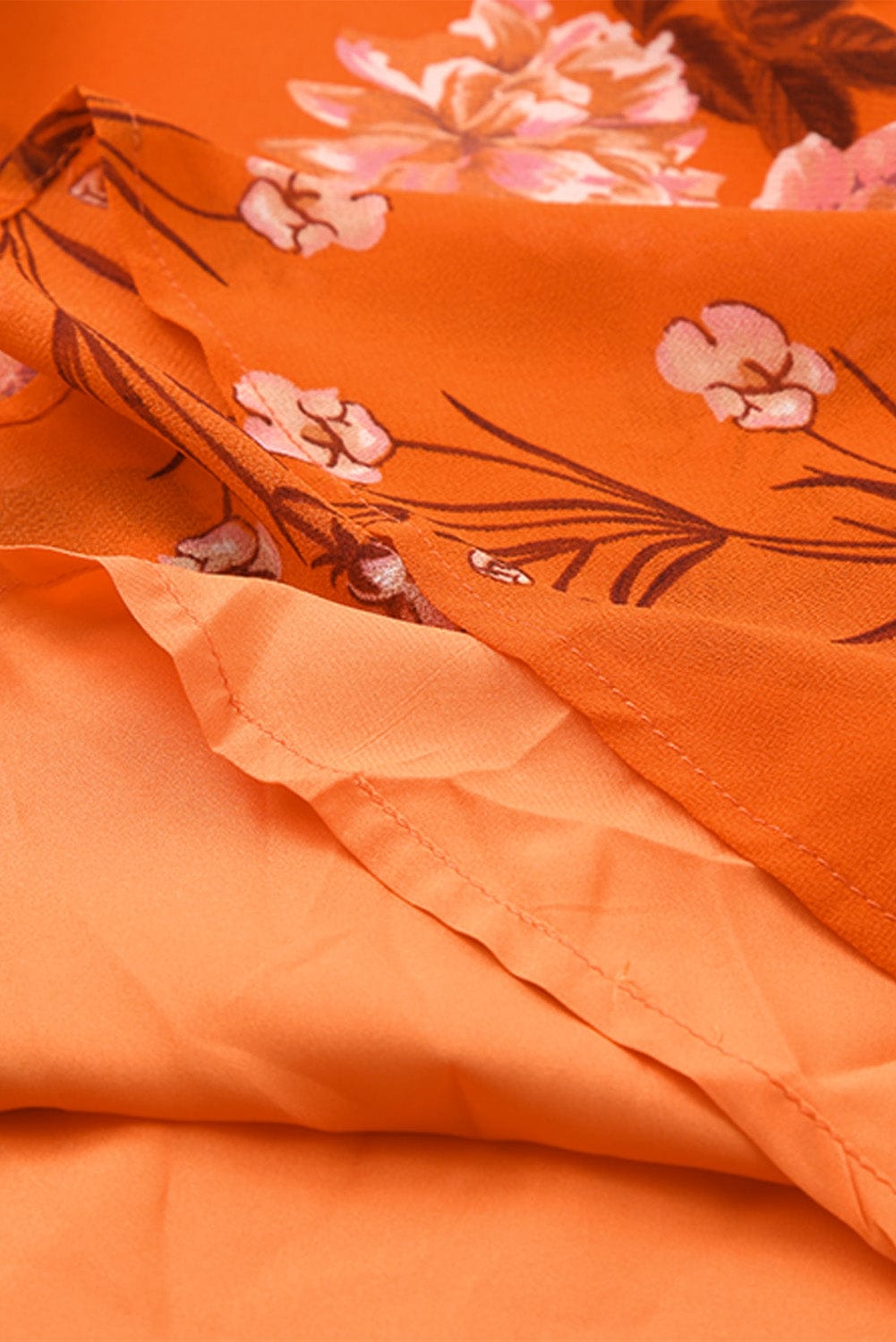 Orange Blooms Drawstring Mini Dress