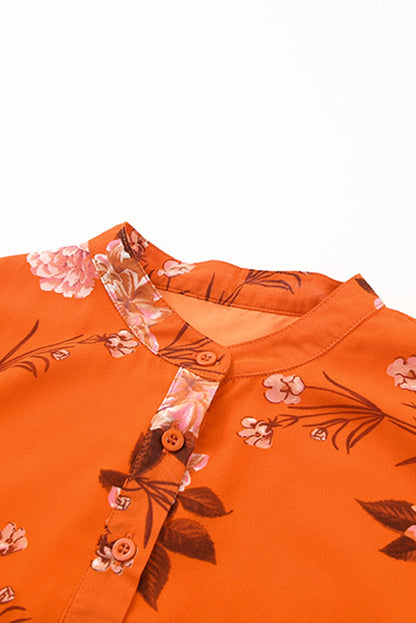 Orange Blooms Drawstring Mini Dress