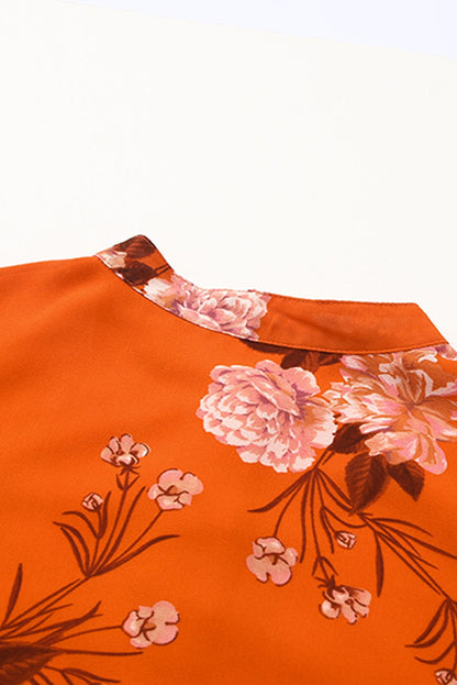Orange Blooms Drawstring Mini Dress