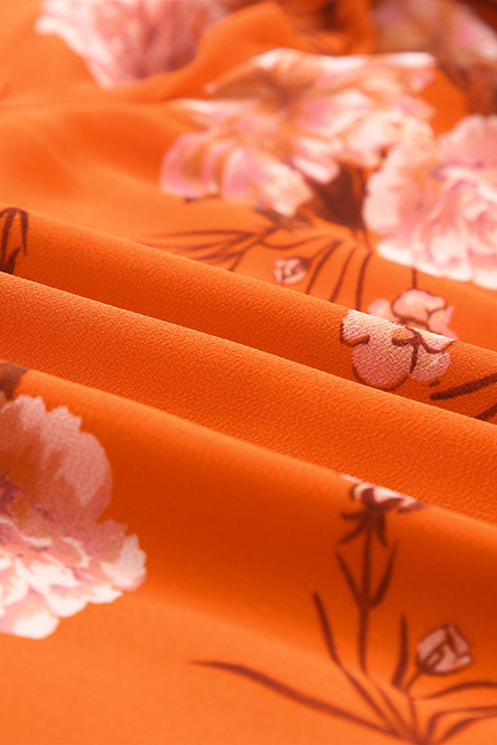 Orange Blooms Drawstring Mini Dress