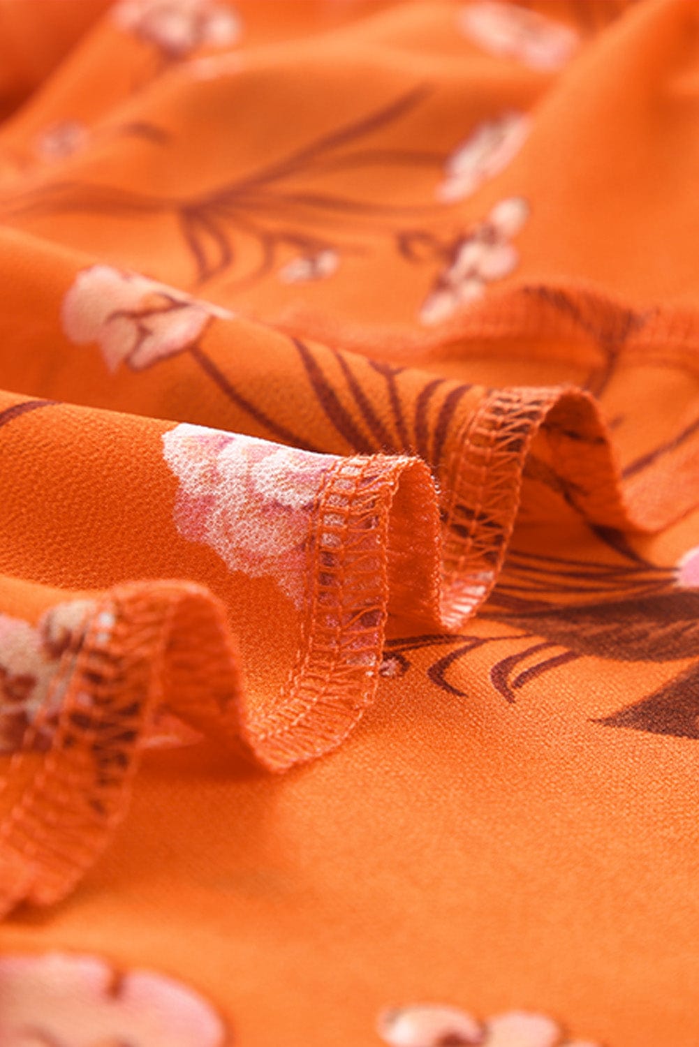 Orange Blooms Drawstring Mini Dress