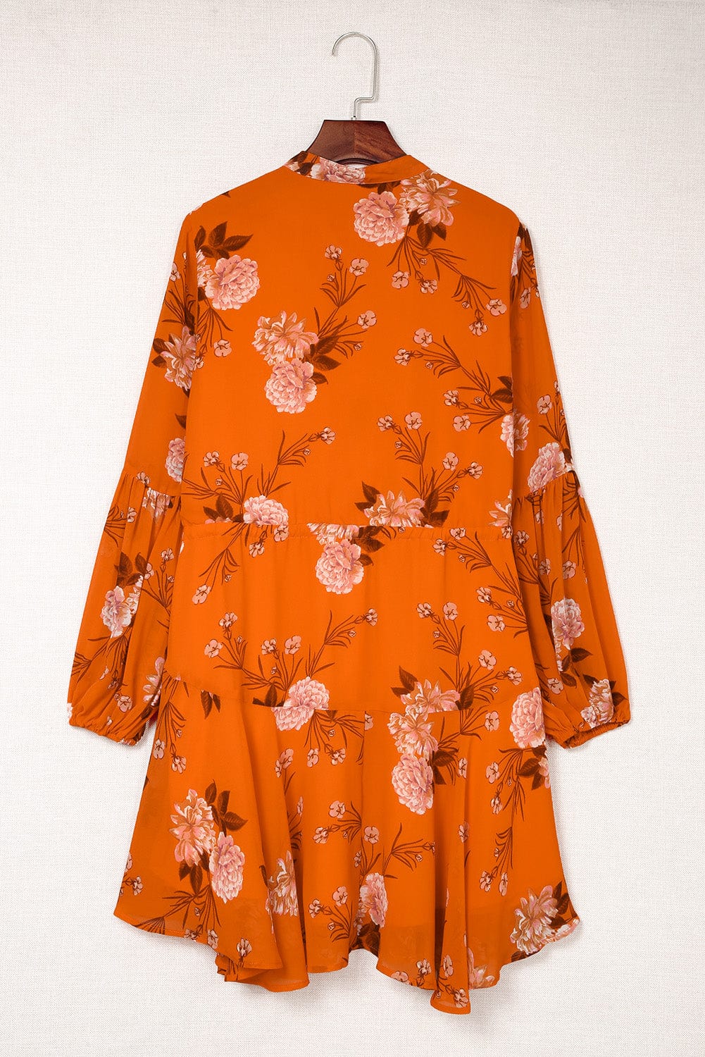 Orange Blooms Drawstring Mini Dress