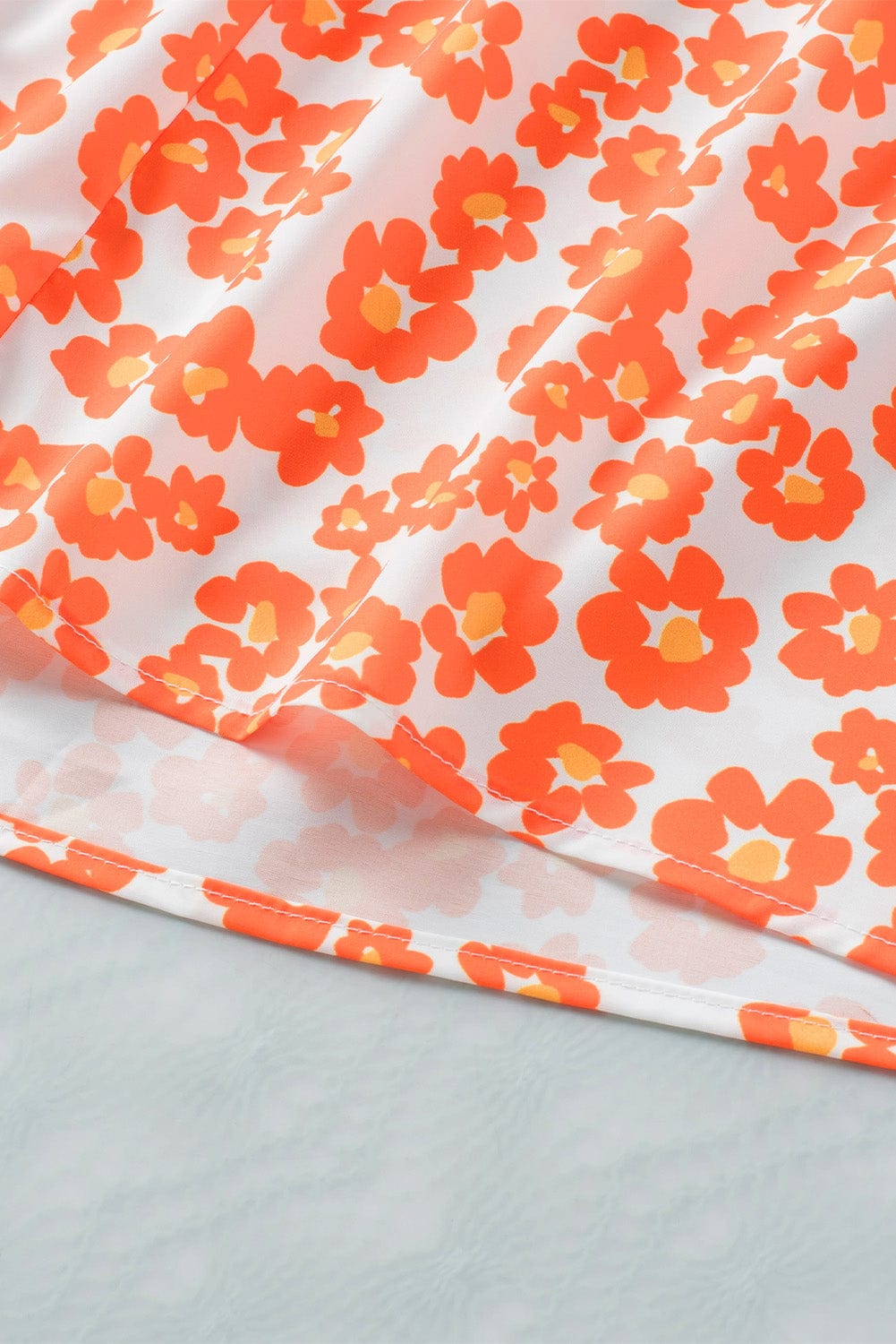 Orange Blossom Square Neck Ruffle Tank Top