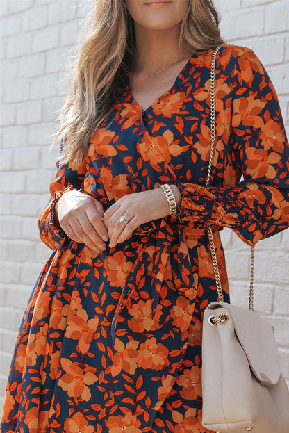 Orange Blossom Wrap Style Belted Dress