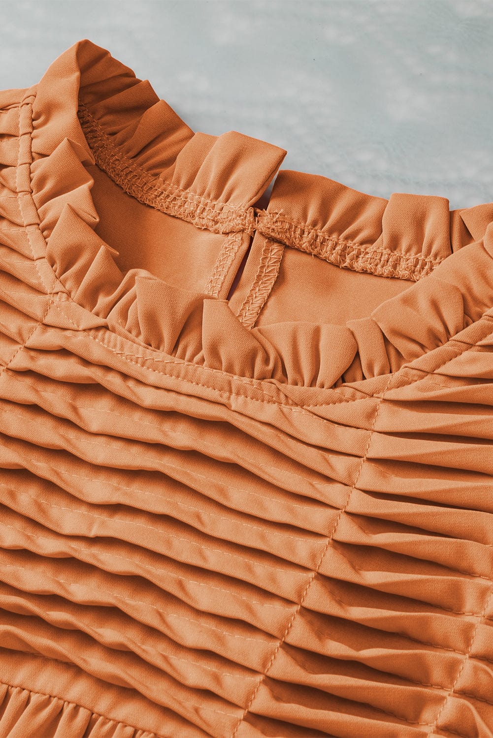 Orange Citrus Flutter Sleeve Smocked Blouse