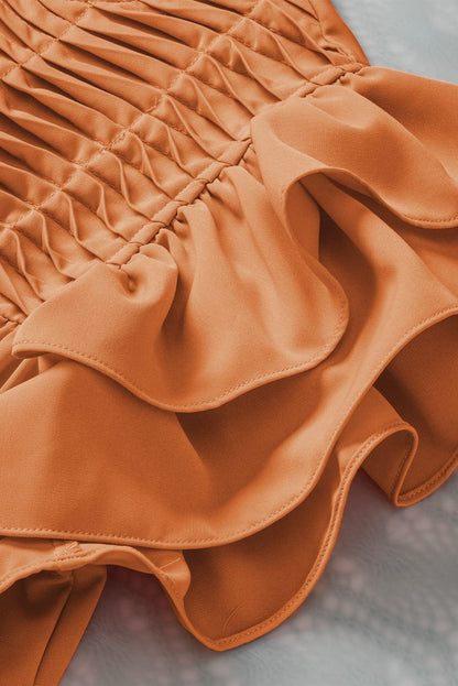 Orange Citrus Flutter Sleeve Smocked Blouse