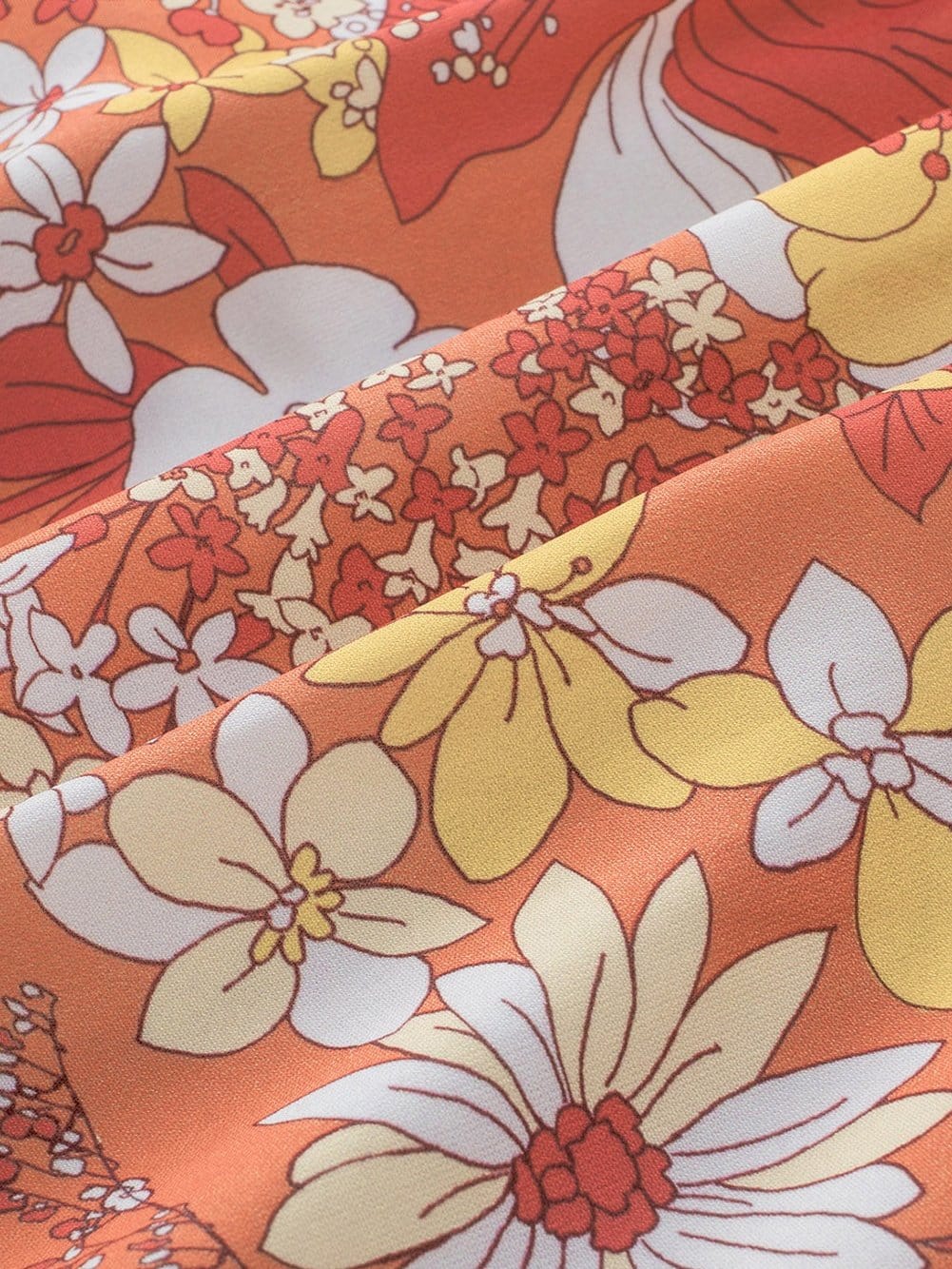 Orange Floral Bohemian Babydoll Dress with Flutter Sleeves