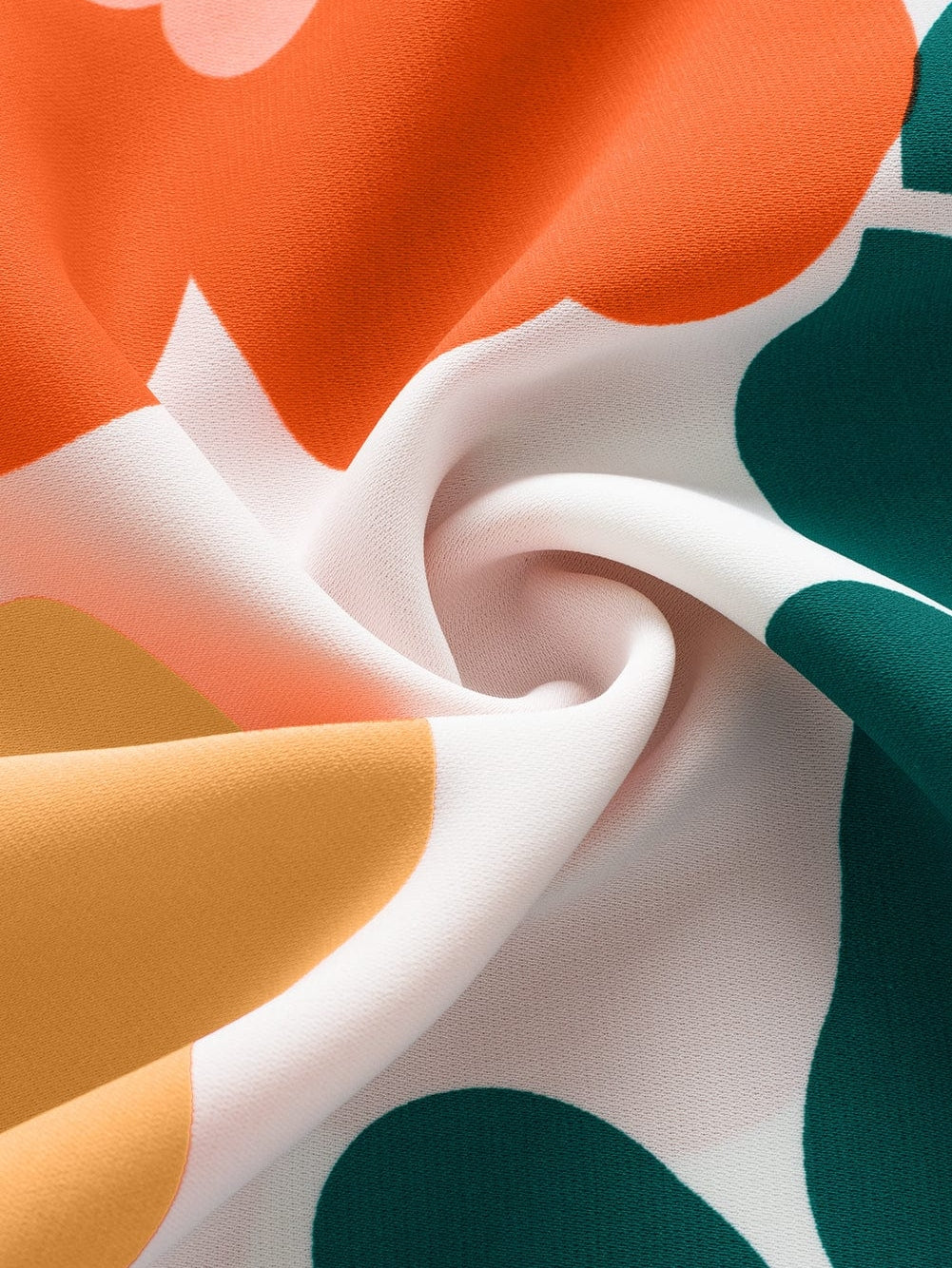 Orange Floral Notched V Neck Ruffled Sleeve Blouse - Women's Flowy Summer Top