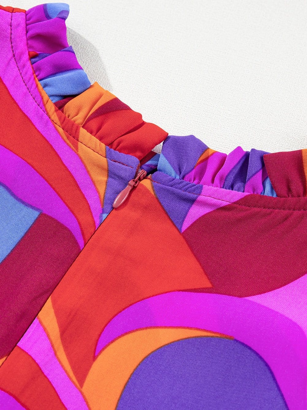 Orange Geometric Printed Frilled Tiered Maxi Dress