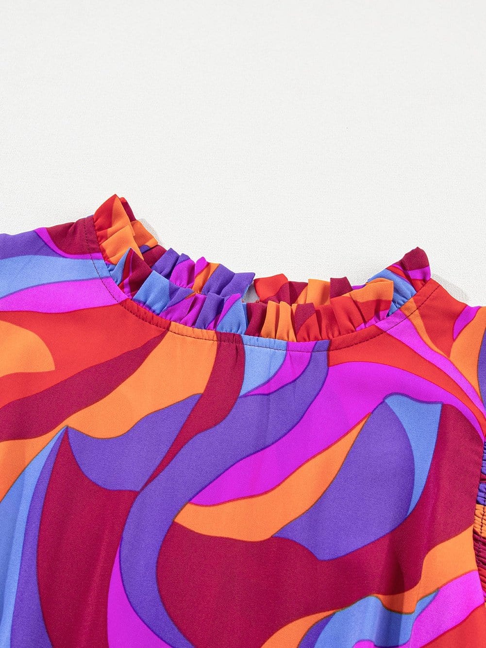 Orange Geometric Printed Frilled Tiered Maxi Dress