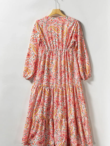 Orange Paisley Boho Maxi Dress for Vacation Vibes