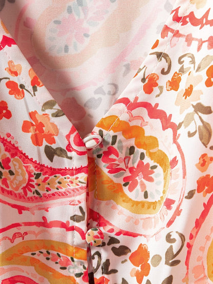 Orange Paisley Boho Maxi Dress for Vacation Vibes