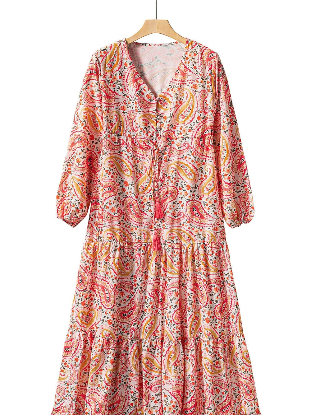 Orange Paisley Boho Maxi Dress for Vacation Vibes