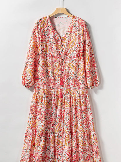 Orange Paisley Boho Maxi Dress for Vacation Vibes