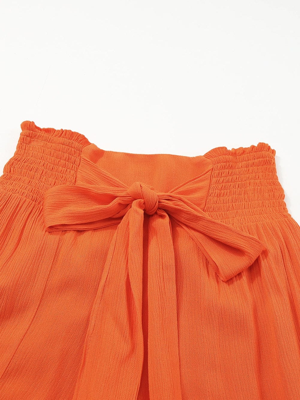 Orange Smocked Waist Tiered Wide Leg Pants
