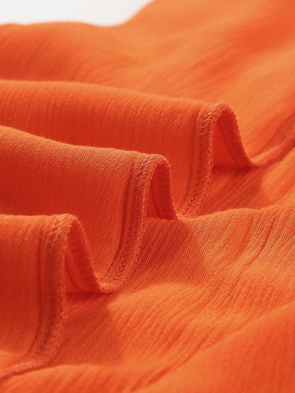 Orange Smocked Waist Tiered Wide Leg Pants