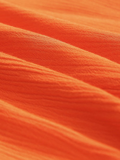 Orange Smocked Waist Tiered Wide Leg Pants