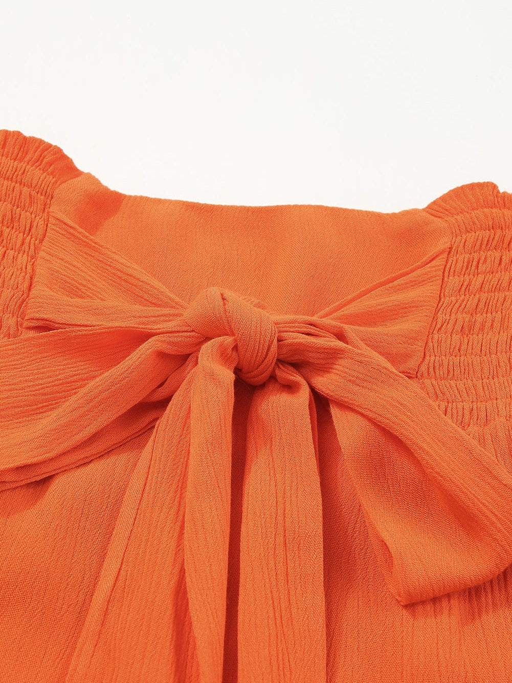 Orange Smocked Waist Tiered Wide Leg Pants