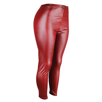 Women's Leather Pants PU Solid Colored Black Wine Fashion Ankle-Length Party Casual Daily