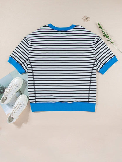 Oversized Black Striped High Low T Shirt with Edgy Exposed Seam