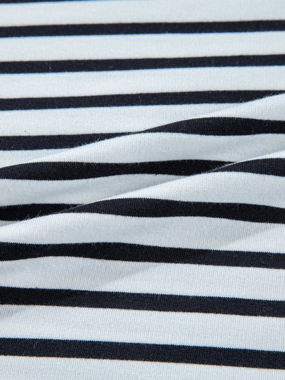 Oversized Black Striped High Low T Shirt with Edgy Exposed Seam